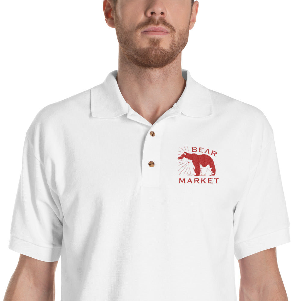 Embroidered Polo Shirt/ Bear Market - 0