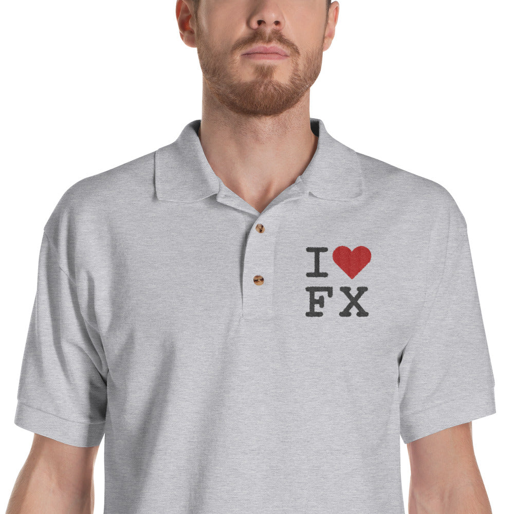 Buy sport-grey Embroidered Polo Shirt - I Love FX
