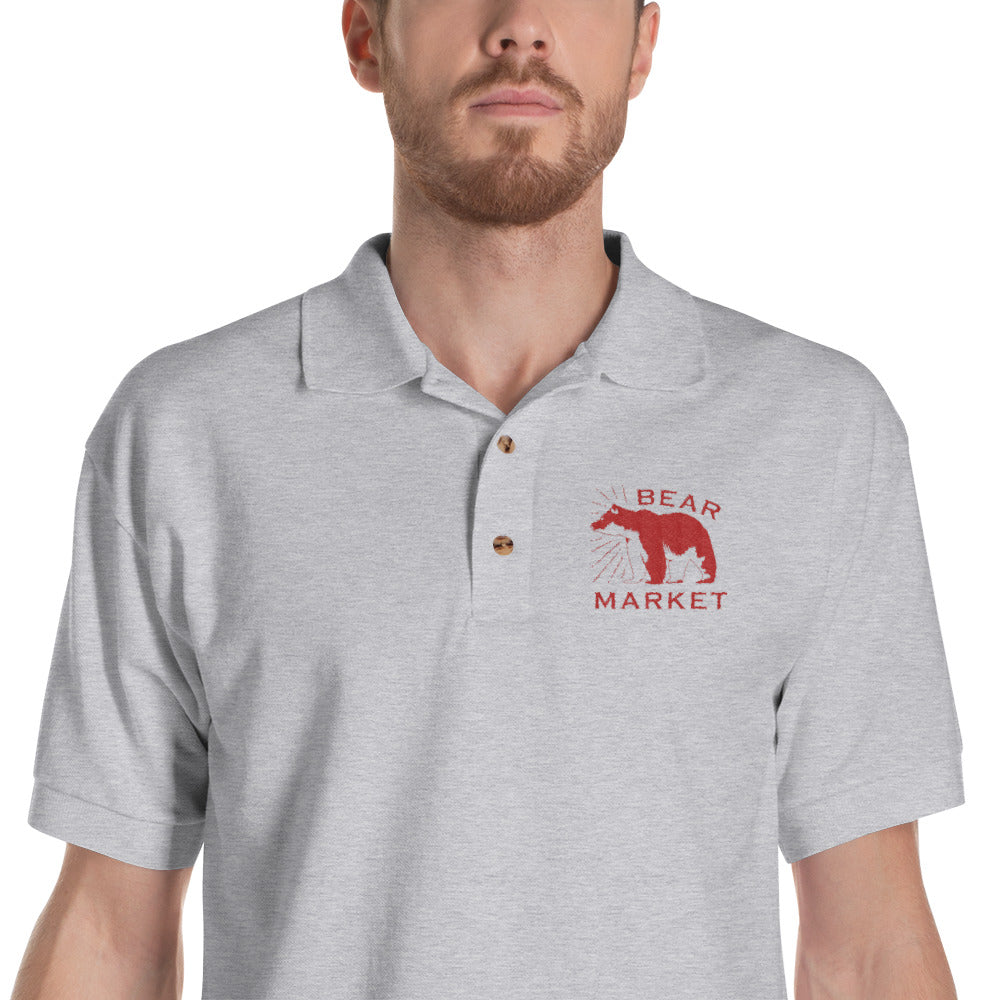 Buy sport-grey Embroidered Polo Shirt/ Bear Market