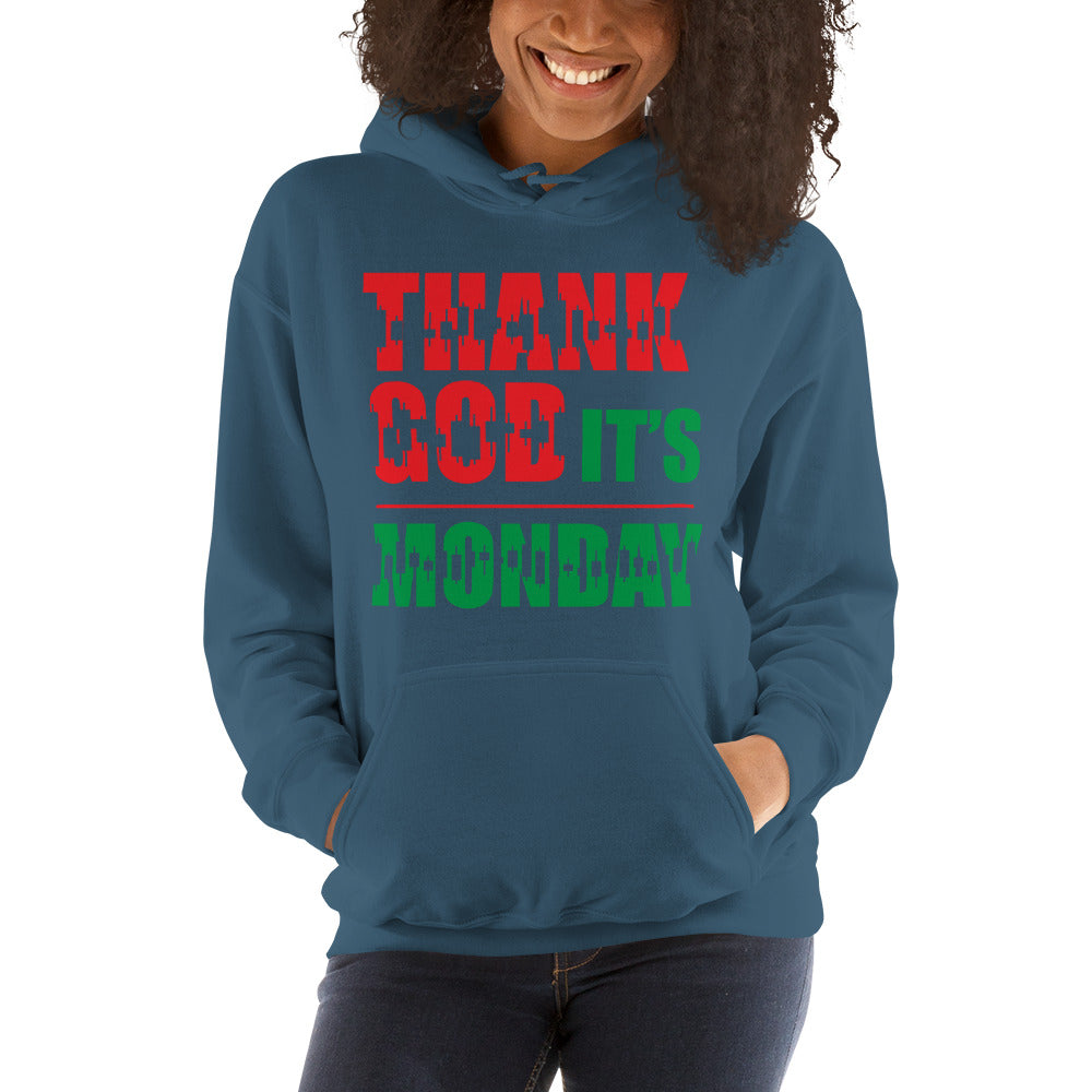 Buy indigo-blue Hooded Sweatshirt - Thank God It&#39;s Monday