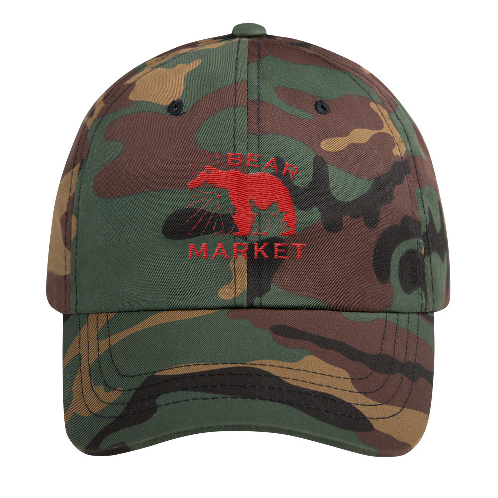 Buy green-camo Dad hat/ Bear Market