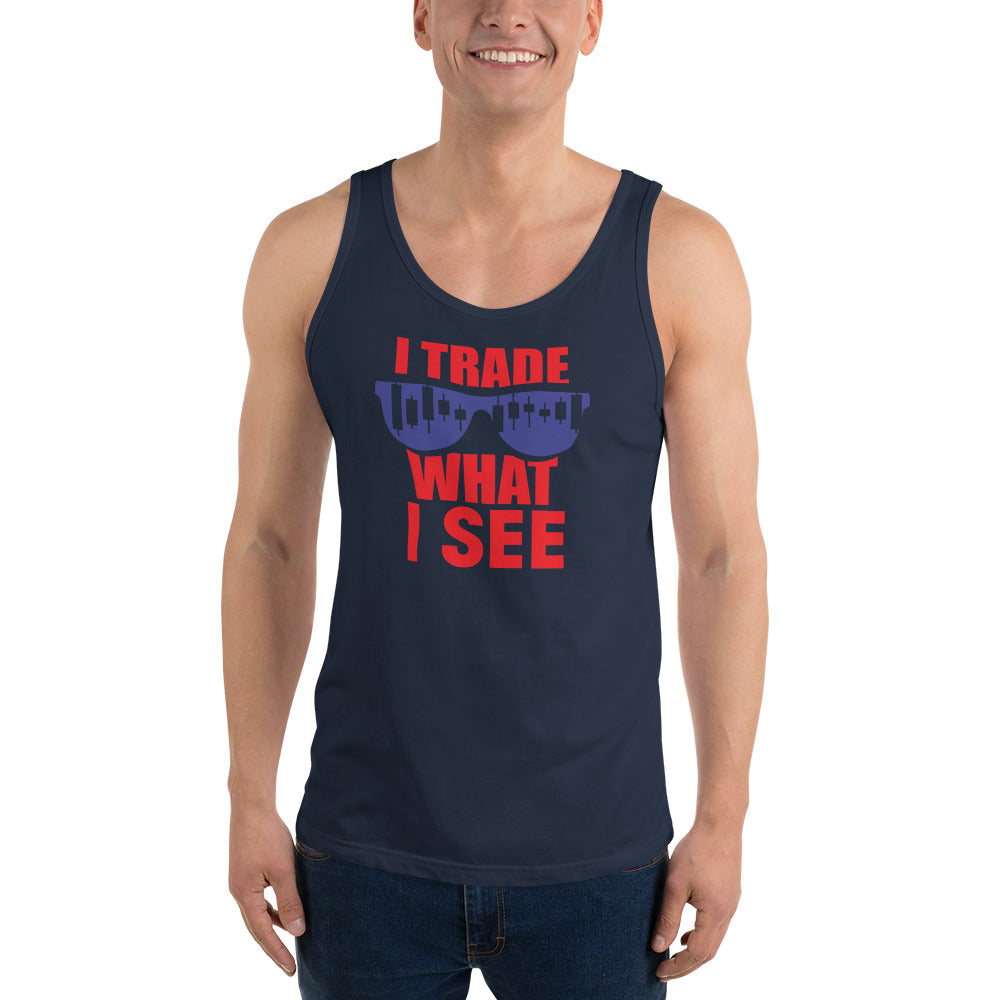 Buy navy Unisex  Tank Top - Trade What I See