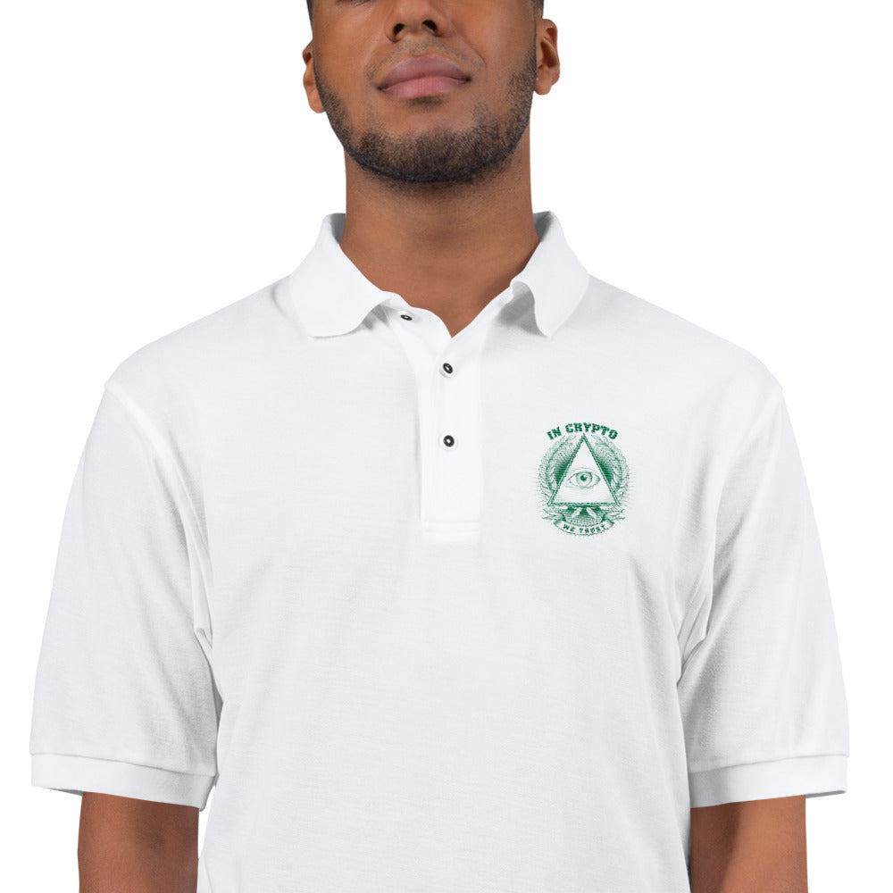 Buy white Embroidered Polo Shirt - In Crypto We Trust