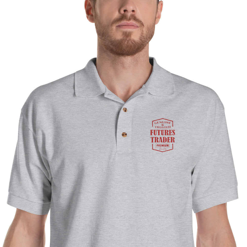 Buy sport-grey Embroidered Polo Shirt/ Futures Trader