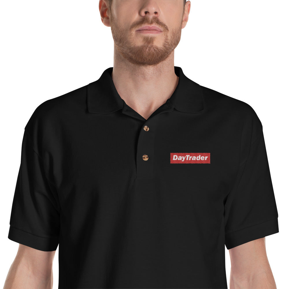 Buy black Embroidered Polo Shirt/ Day Trader