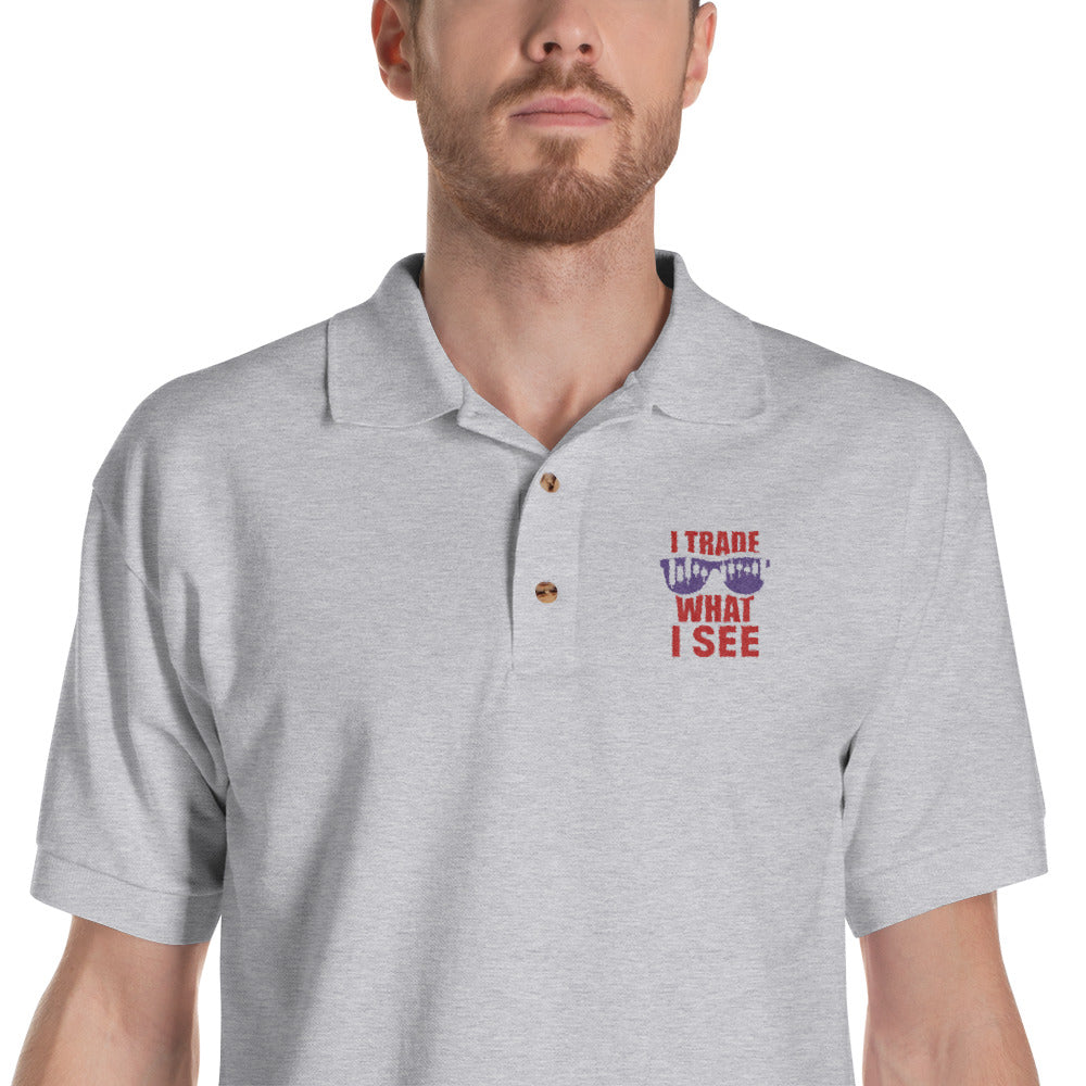 Buy sport-grey Embroidered Polo Shirt - Trade What I See