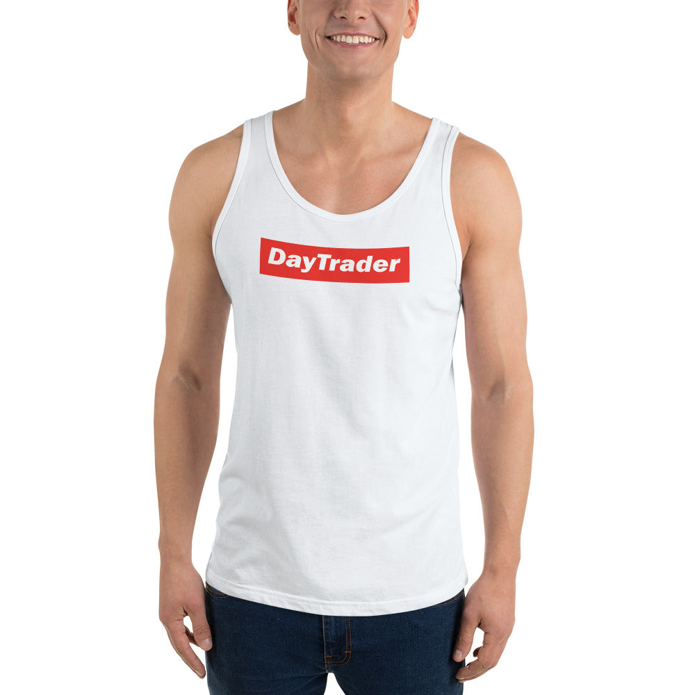 Buy white Unisex Tank Top / Day Trader