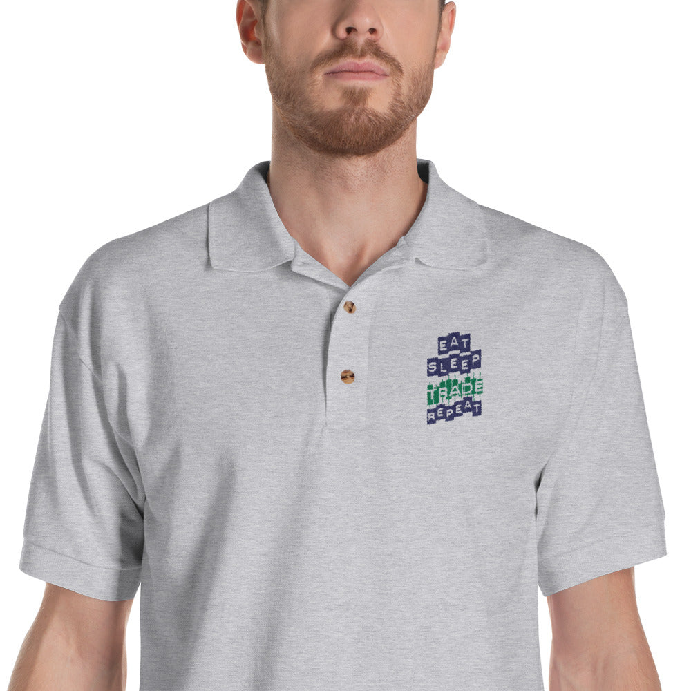 Buy sport-grey Embroidered Polo Shirt - Eat Sleep Trade Repeat