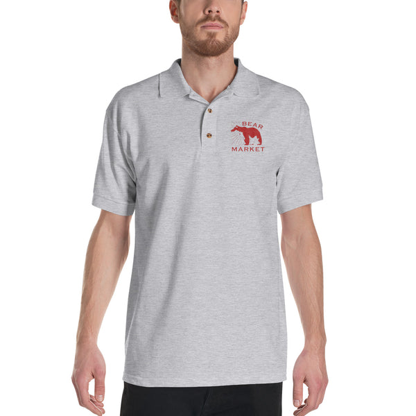 Embroidered Polo Shirt/ Bear Market